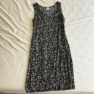 Floral Black and White Sleeveless Dress
